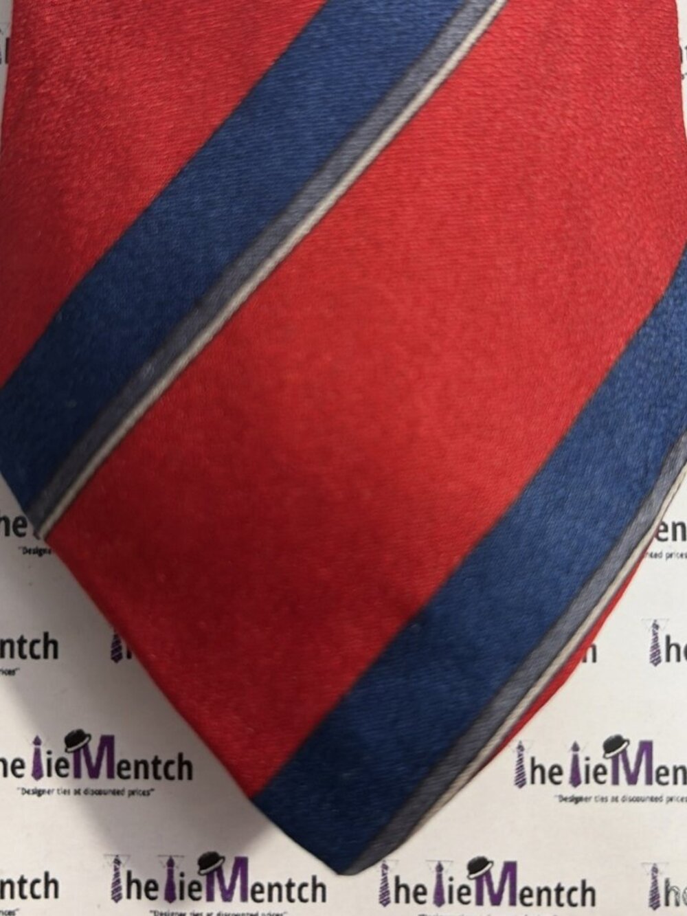 Vintage STEFANO RICCI Silk Red Striped Tie 2.75” (New-Minor Flaws)